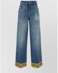 Valentino Garavani - Denim Wide-Leg Trousers - Lyst