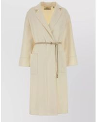 Agnona - Wool Blend Coat Belted Waist Pockets - Lyst