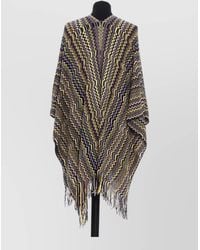 Missoni - Wool Zigzag Knit Fringed Poncho - Lyst