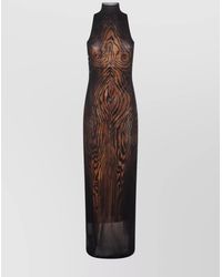Jean Paul Gaultier - Long Printed Wood Double Layer Dress - Lyst