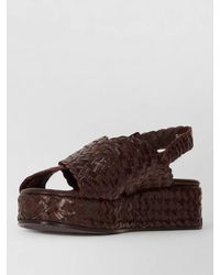 LA ROSE - Forli Platform Slides Slingback Woven Design - Lyst