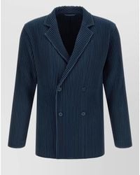Homme Plissé Issey Miyake - Pleated Double Breasted Blazer Notched Lapels - Lyst