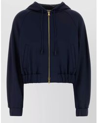 Moncler - Hooded Stretch Jersey Cropped Sweatshirt Pockets - Lyst