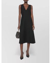 Fendi - Silk Blend V-Neck Sleeveless Midi Dress - Lyst