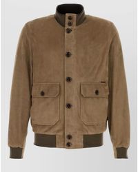 Moorer - Carlos Suede Bomber Jacket High Collar - Lyst