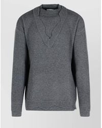 Laneus - V Neck Ribbed Sweater With Long Sleeves - Lyst