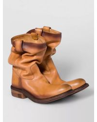 Miu Miu - Leather Boots Round Toe Slouchy Design - Lyst