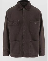Emporio Armani - Cotton Caban Coat Collar Long Sleeves Pockets - Lyst