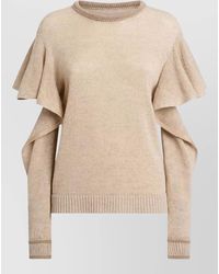 Moschino - Knit Top Open Shoulder Ruffled Sleeves - Lyst