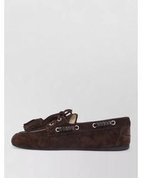 Miu Miu - Suede Loafer Lace Up Tassels Rubber Sole - Lyst