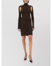 Helmut Lang - Knit Turtleneck Dress Cut Out Shoulders - Lyst