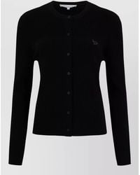 Maison Kitsuné - Ribbed Crewneck Knit Cardigan Long Sleeve - Lyst