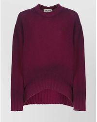 The Attico - Wool Crewneck Sweater With Asymmetric Flared Hem - Lyst