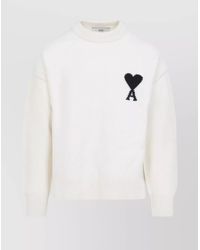 Ami Paris - Ribbed Crewneck Sweater With Cuffs And Hem - Lyst
