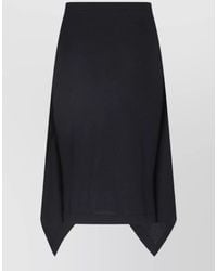 Lemaire - Wool Blend Ribbed Asymmetric Draped Midi Skirt - Lyst