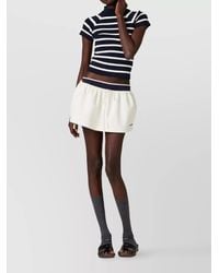 Miu Miu - Ribbed Striped Short-Sleeve High-Neck Knitted Top - Lyst
