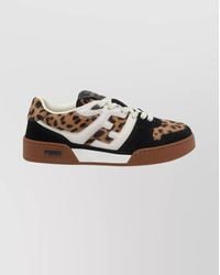Fendi - Leather And Suede Low-Top Sneakers - Lyst