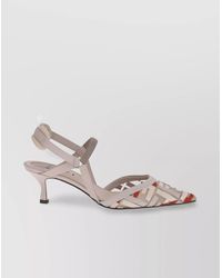Fendi - Mesh Pointed Toe Pumps With Ff Embroidery - Lyst