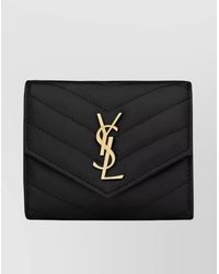 Saint Laurent - Quilted Calf Leather Tri-Fold Wallet - Lyst