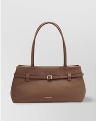 MANU Atelier - Buckle Detail Suede Top Handle Shoulder Bag - Lyst