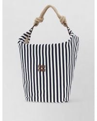 Miu Miu - Canvas Bucket Bag Striped Pattern Rope Handle - Lyst
