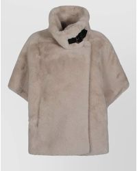 Pinko - Faux Fur Short Sleeve Coat - Lyst