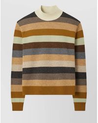 Tory Burch - Wool Striped Ribbed Turtleneck Jumper - Lyst