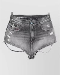 DIESEL - Denim High-Rise Distressed Frayed-Hem Short Shorts - Lyst