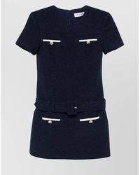 Self-Portrait - Mini Dress With Belted Waist And Pockets - Lyst