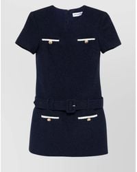 Self-Portrait - Mini Dress With Belted Waist And Pockets - Lyst