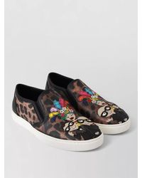 Dolce & Gabbana - Leather Leopard Slip-On Sneakers - Lyst