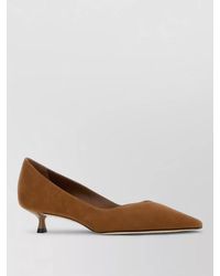 Stuart Weitzman - Eva Suede Pumps Pointed Toe Kitten Heel - Lyst