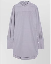 Dries Van Noten - Checked Popeline Turtleneck Shirt With High Collar - Lyst