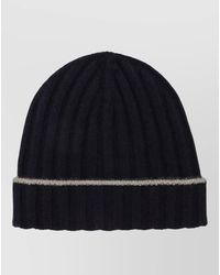 Brunello Cucinelli - Contrast Trim Ribbed Texture Knit Hat - Lyst
