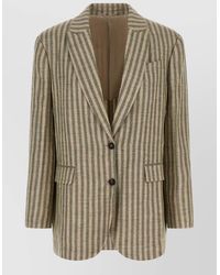 Brunello Cucinelli - Relaxed Stripe Blazer Linen Blend - Lyst