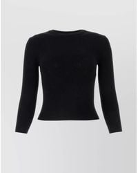 Balenciaga - Open-Knit Wool Cropped Long-Sleeve Top - Lyst