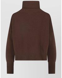 Ma'ry'ya - Cropped High Neck Long Sleeve Ribbed Top - Lyst