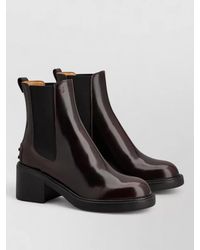 Tod's - Leather Chelsea Boots Chunky Heel Pull Tab - Lyst