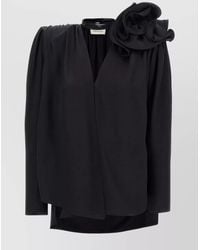 Magda Butrym - Silk V-Neck Wrap Blouse - Lyst