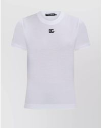 Dolce & Gabbana - Cotton Logo Embroidered Crew Neck T-Shirt - Lyst