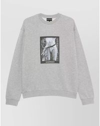 Emporio Armani - Cotton Sweatshirt Crew Neck Graphic Print - Lyst