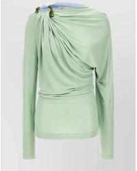 Victoria Beckham - Draped Top With Asymmetric Detail And Long Sleeves - Lyst