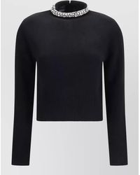 Pinko - Cashmere Wool Rhinestone-Embellished Crewneck Sweater - Lyst