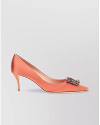 Roger Vivier - Embellished Satin Pointed Toe Kitten Heel Pumps - Lyst