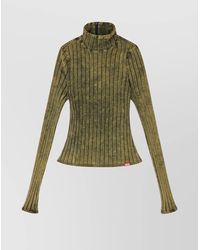 DIESEL - High Neck Fitted Cotton Long Sleeve Top - Lyst