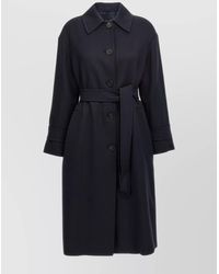 Max Mara - Coat With Belted Waist And Collar - Lyst