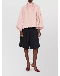 Max Mara - Silk Blend Pleated High Neck Long Sleeve Blouse - Lyst
