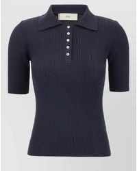 DUNST - Cotton Blend Polo Shirt Ribbed Short Sleeves - Lyst