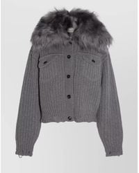Blumarine - Casual Jacket With Faux Fur Collar - Lyst
