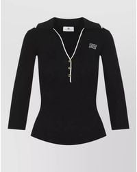 Elisabetta Franchi - Knit Polo Top Deep V-Neckline - Lyst